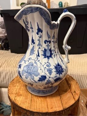 Large Blue and White Pitcher